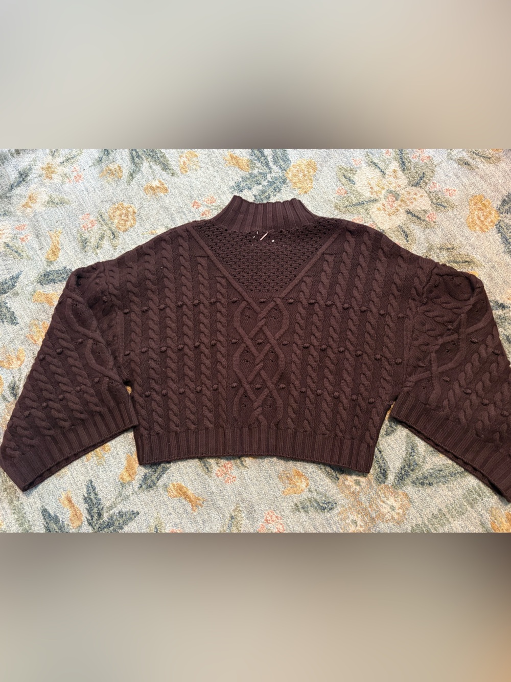 Misa Los Angeles Classic BROWN Cable Knit Oona Sweater XS - Picture 8 of 9